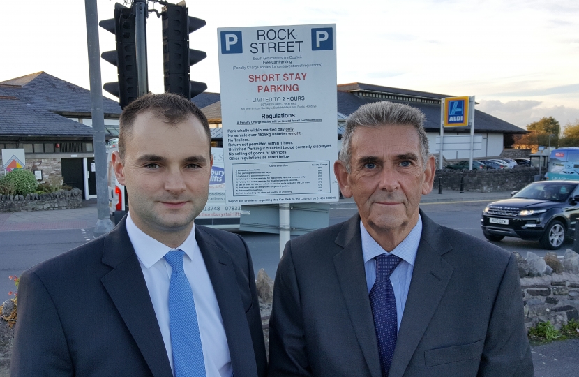 Local MP Luke Hall and Thornbury Councillor David Chubb at Rock Street Car Park