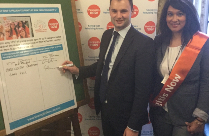 Luke Hall MP at a Meningitis Event