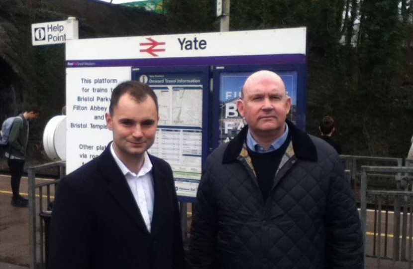 Luke and Cllr Matthew Riddle at Yate Station