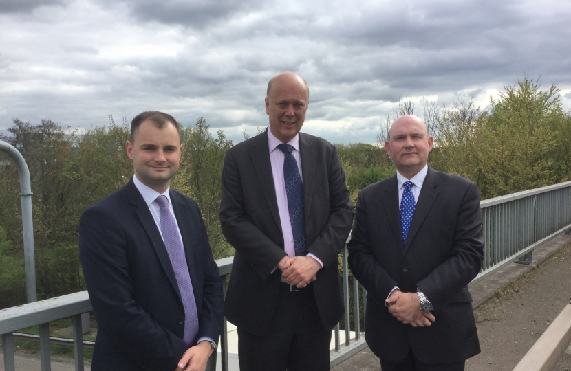 Luke Hall, Tim and Chris Grayling at the site