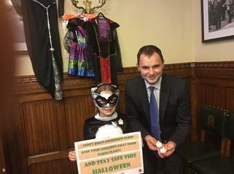 Luke campaigning for safer Halloween costumes