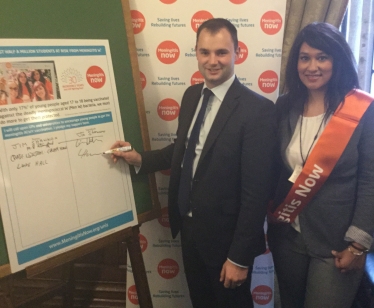 Luke Hall MP at a Meningitis Event