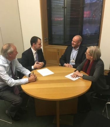 Photo of Luke Hall with representatives from ZSL, TUSK, and the Environmental Investigation Agency