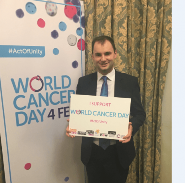 Luke celebrating World Cancer Day