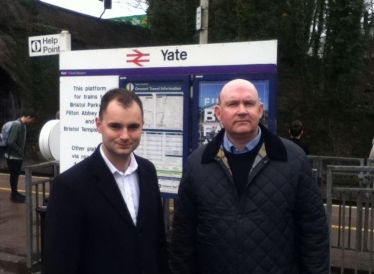 Luke and Cllr Matthew Riddle at Yate Station