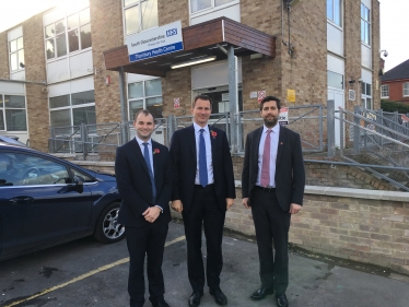 Luke Hall MP with Jeremy Hunt and Cllr Toby Savage