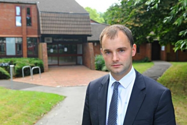 Luke Hall MP outside Yate Magistrates Court