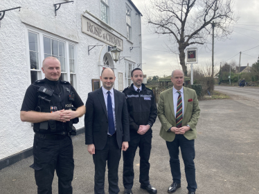 Luke Hall MP, Police and Crime Commissioner for Avon and Somerset, Mark Shelford, and the local police team in Rangeworthy